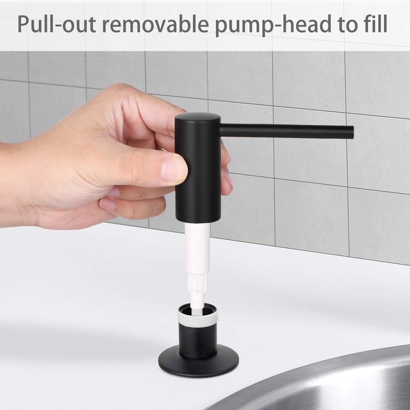 Samodra Sink Soap Dispenser, Metal Pump Head Liquid Lotion Countertop Kitchen Bathroom Soap Dispenser with 17 OZ PET Bottle (Black Matte) - Image 2